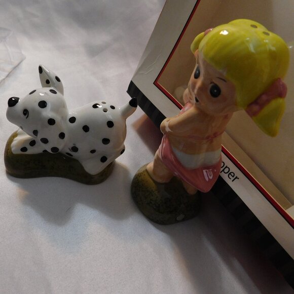 One Hundred Eighty Degrees Dog and Girl Magnetic Salt & Pepper Shakers - Picture 10 of 11